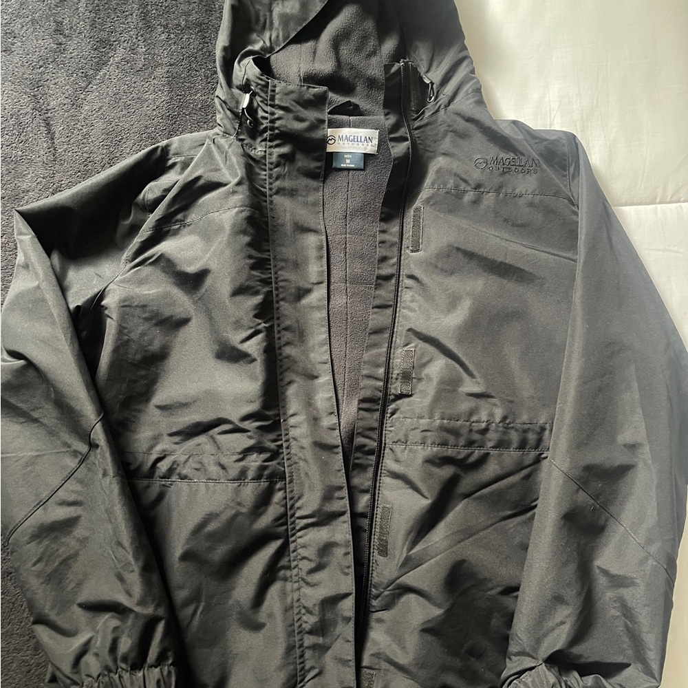 Magellan Outdoors Charcoal Hooded Raincoat